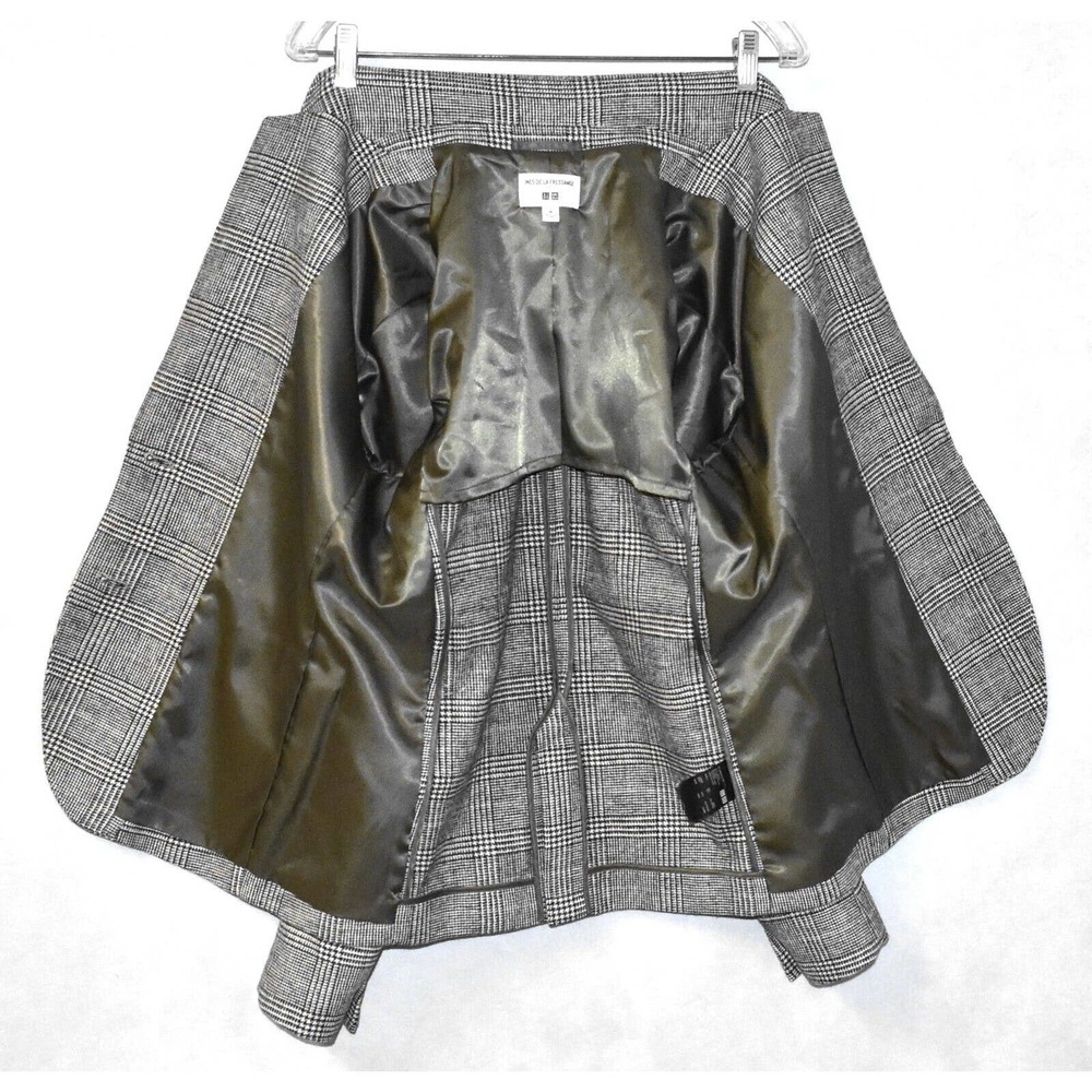 A4 Auth INES DE LA FRESSANGE UNI QLO Black/White Wool Blend Plaid Blazer Size M - Picture 4 of 6